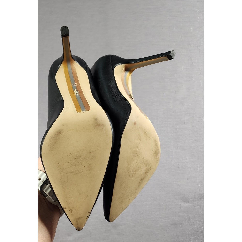 Sam Edelman Hazel Black Leather Pointed Toe Stiletto Sexy Pumps Heels Size 5.5 - Picture 6 of 10